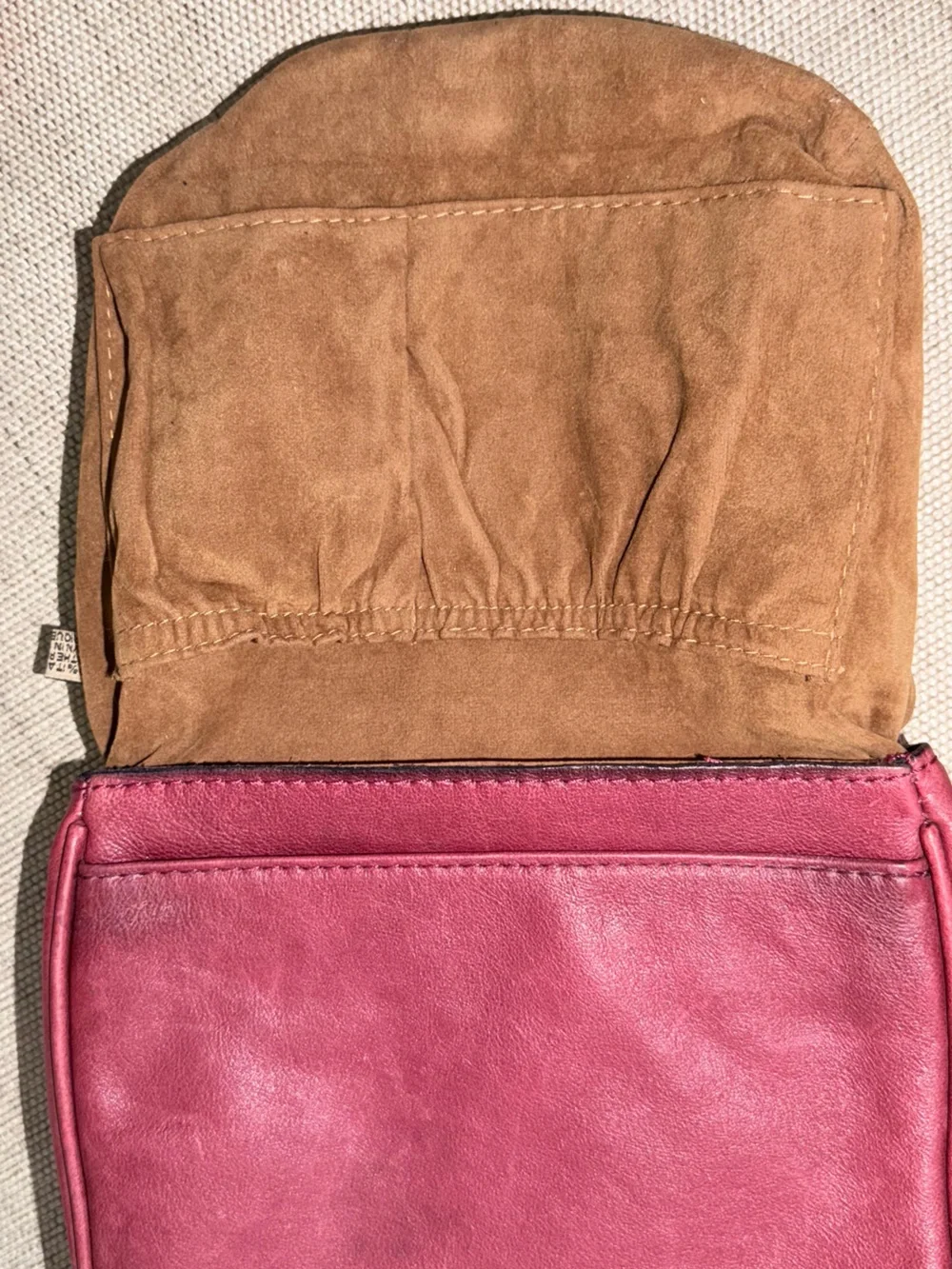 Patricia Nash Karis Leather Whipstitch Saddle Bag in a rich red/berry